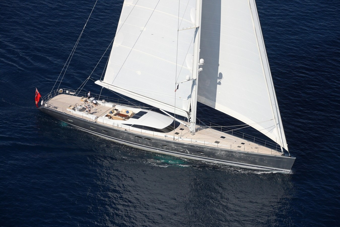 Exterior image of Danish Yacht Holland Jachtbouw MIRASOL 147 sailing yacht for sale showcasing her classic sailing profile, elegant hull lines, and expansive open deck areas.