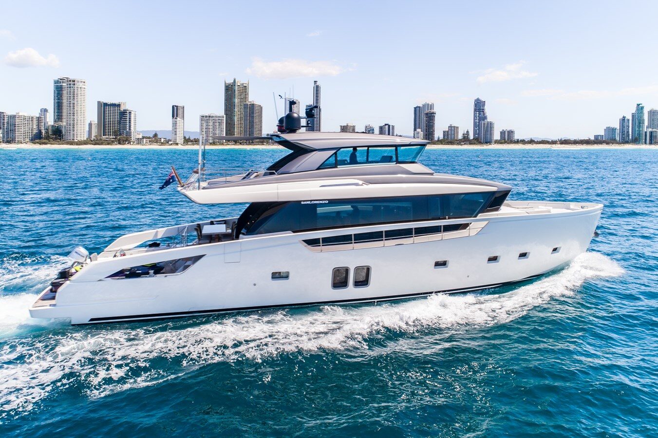 Open flybridge of Violetta offers unobstructed views and luxurious amenities