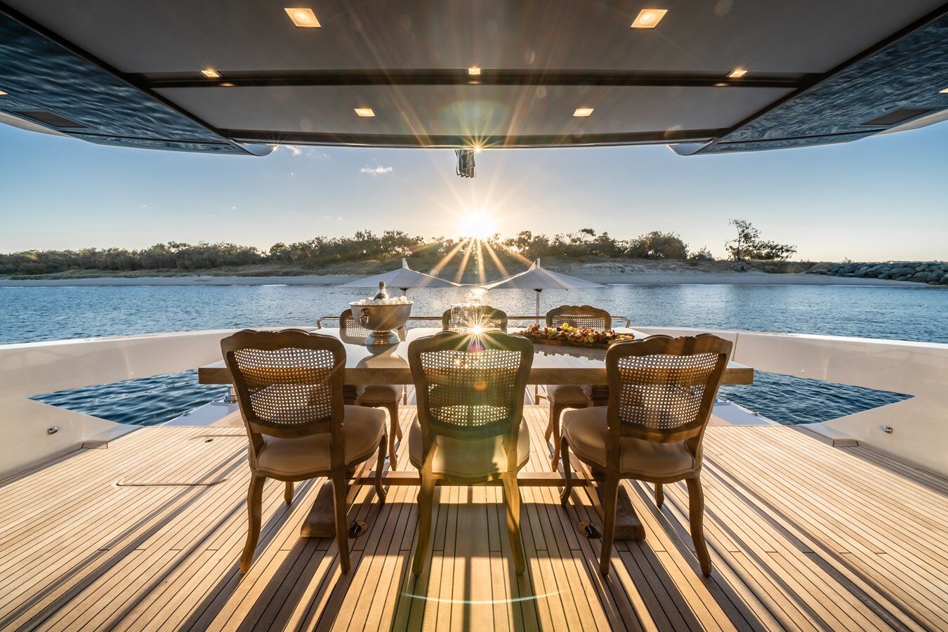 Sanlorenzo 78 Violetta – Aft Deck Dining Area with Sea Views