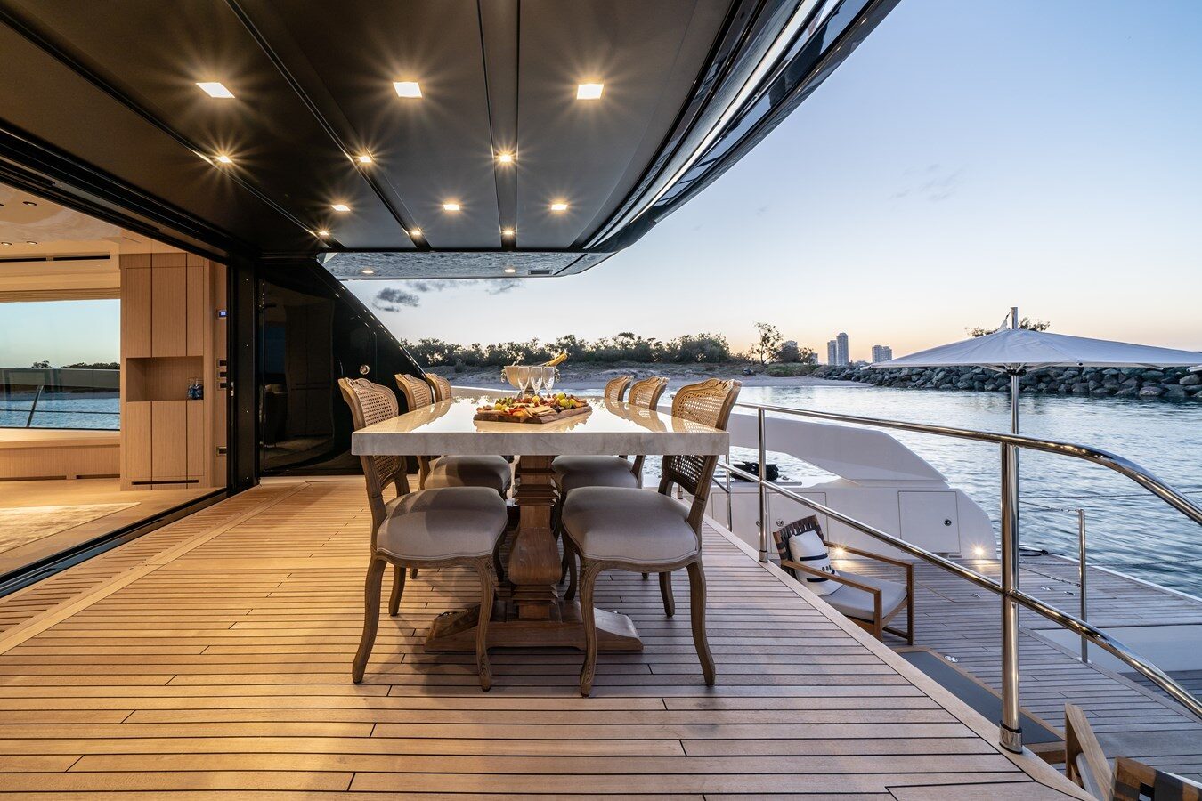 Alfresco Dining on the Aft Deck of Sanlorenzo 78 Violetta