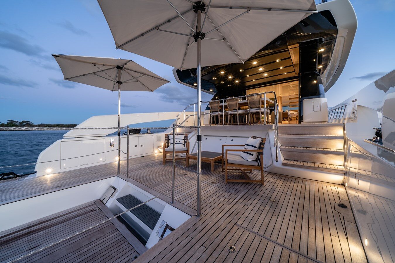Relaxed Lounge Setup on Violetta’s Aft Deck