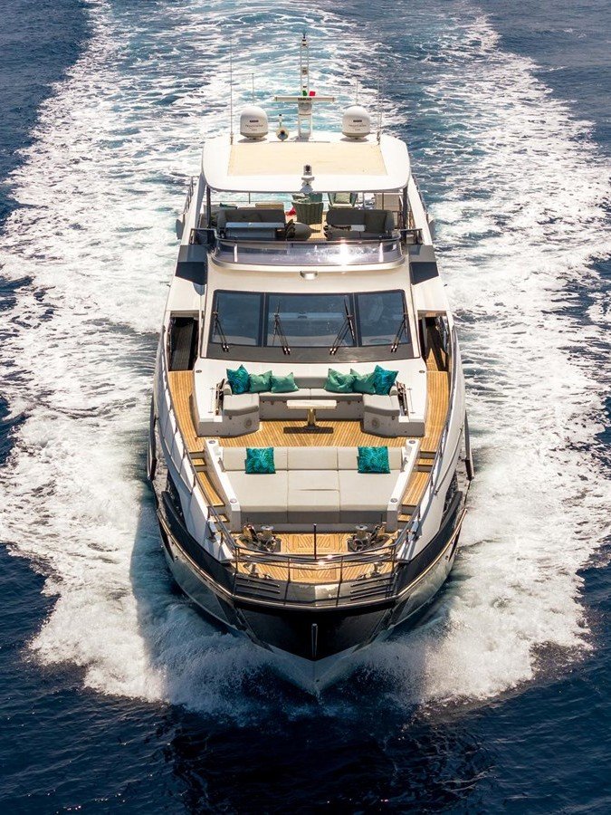 Modern yacht exterior panoramic view