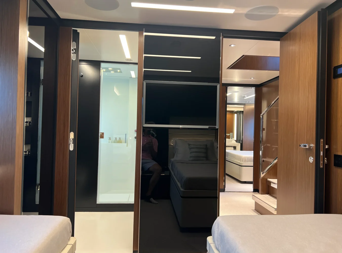 Superyacht saloon sofa lounge with decor