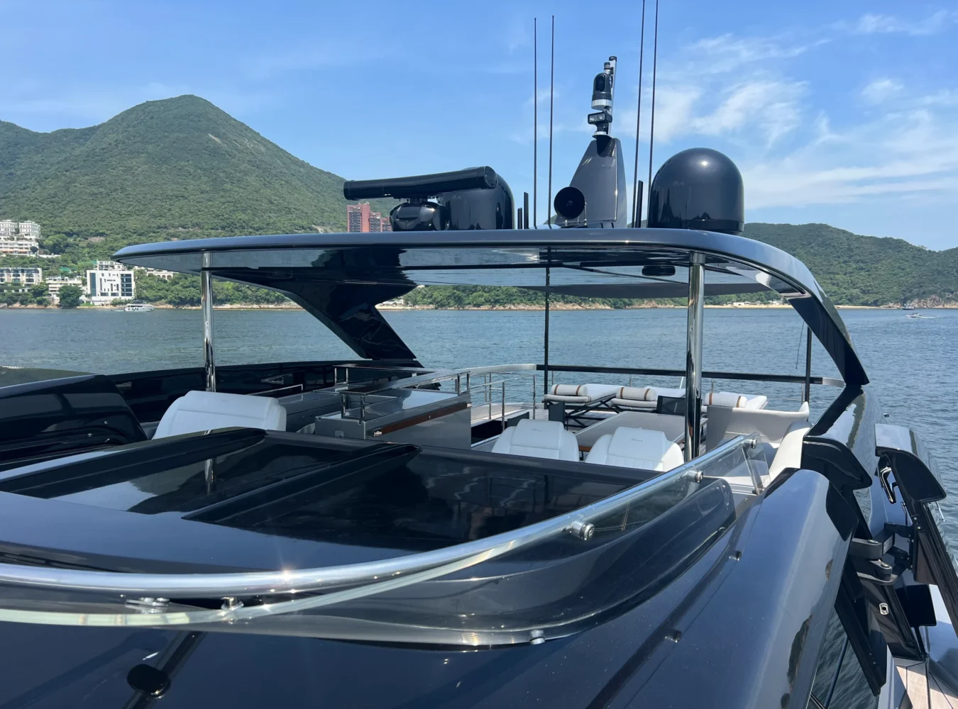 Riva yacht side view with sleek profile