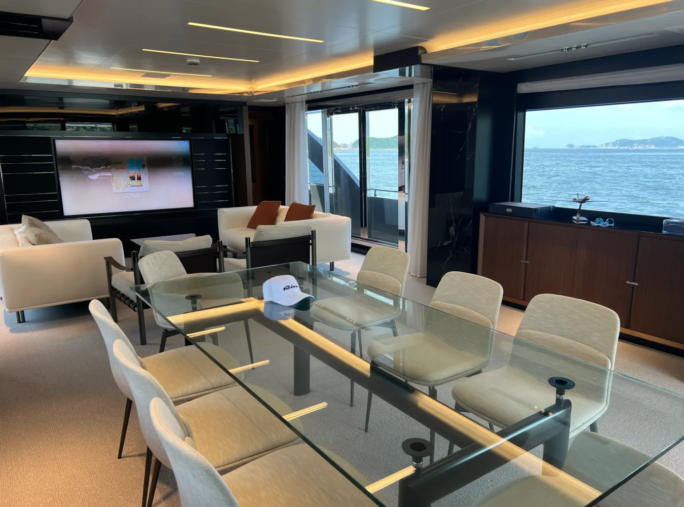 Mondomarine 165 yacht aft lounge
