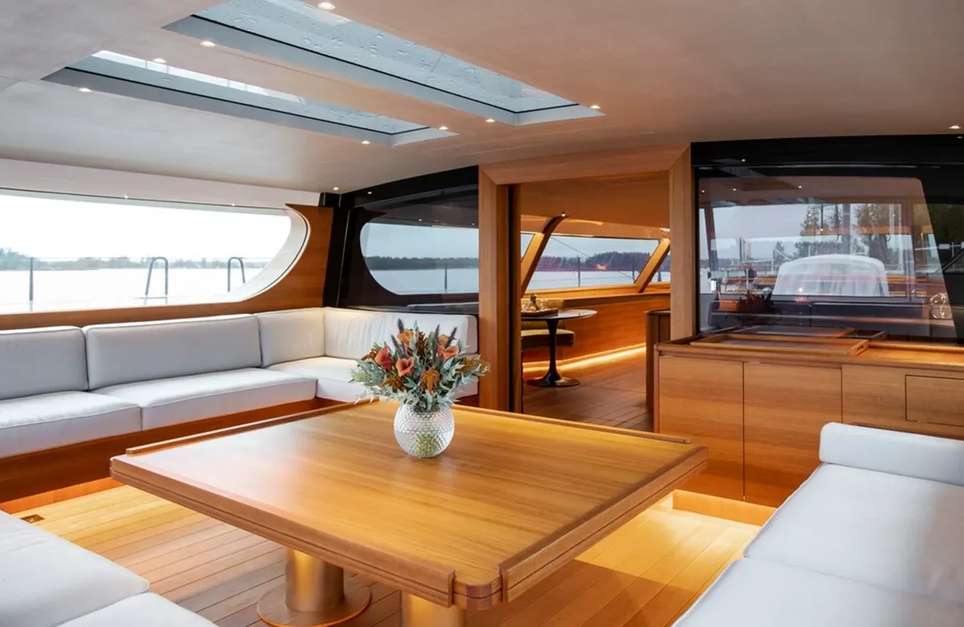 Baltic Yachts 142 Canova yacht sitting lounge with modern elegance