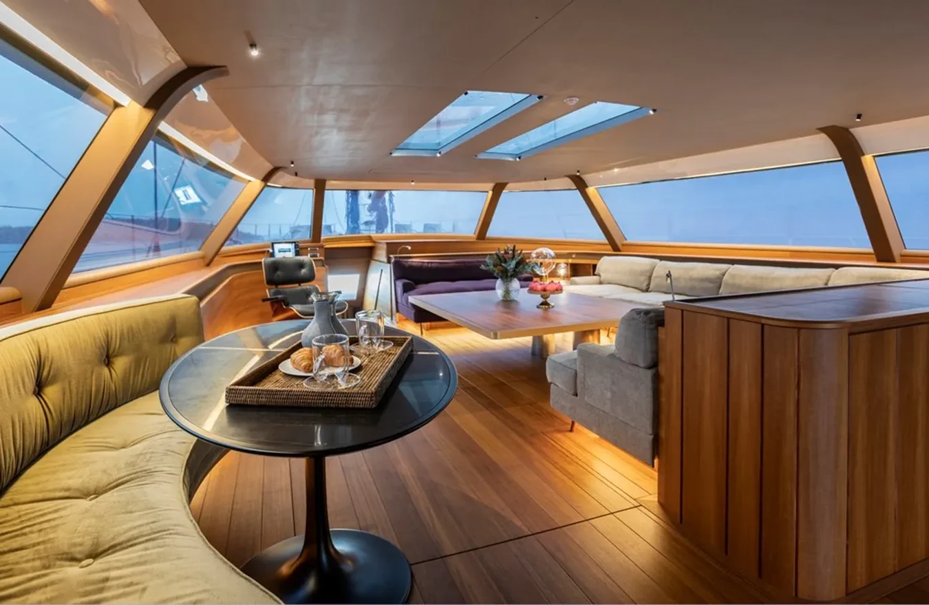 Baltic Yachts 142 Canova yacht sitting lounge with modern elegance