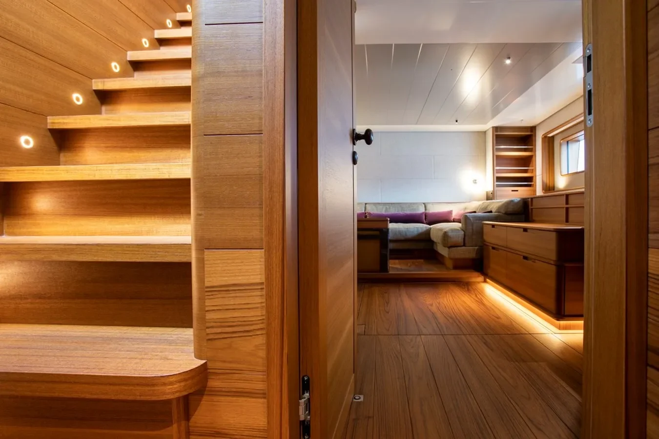 Baltic Yachts 142 Canova yacht staircase with elegant design