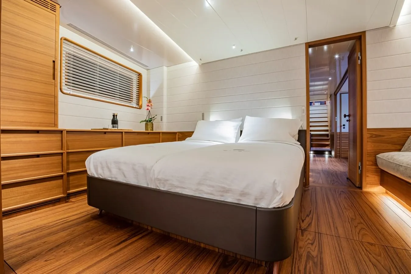 Baltic Yachts 142 Canova yacht stateroom with elegant furnishings