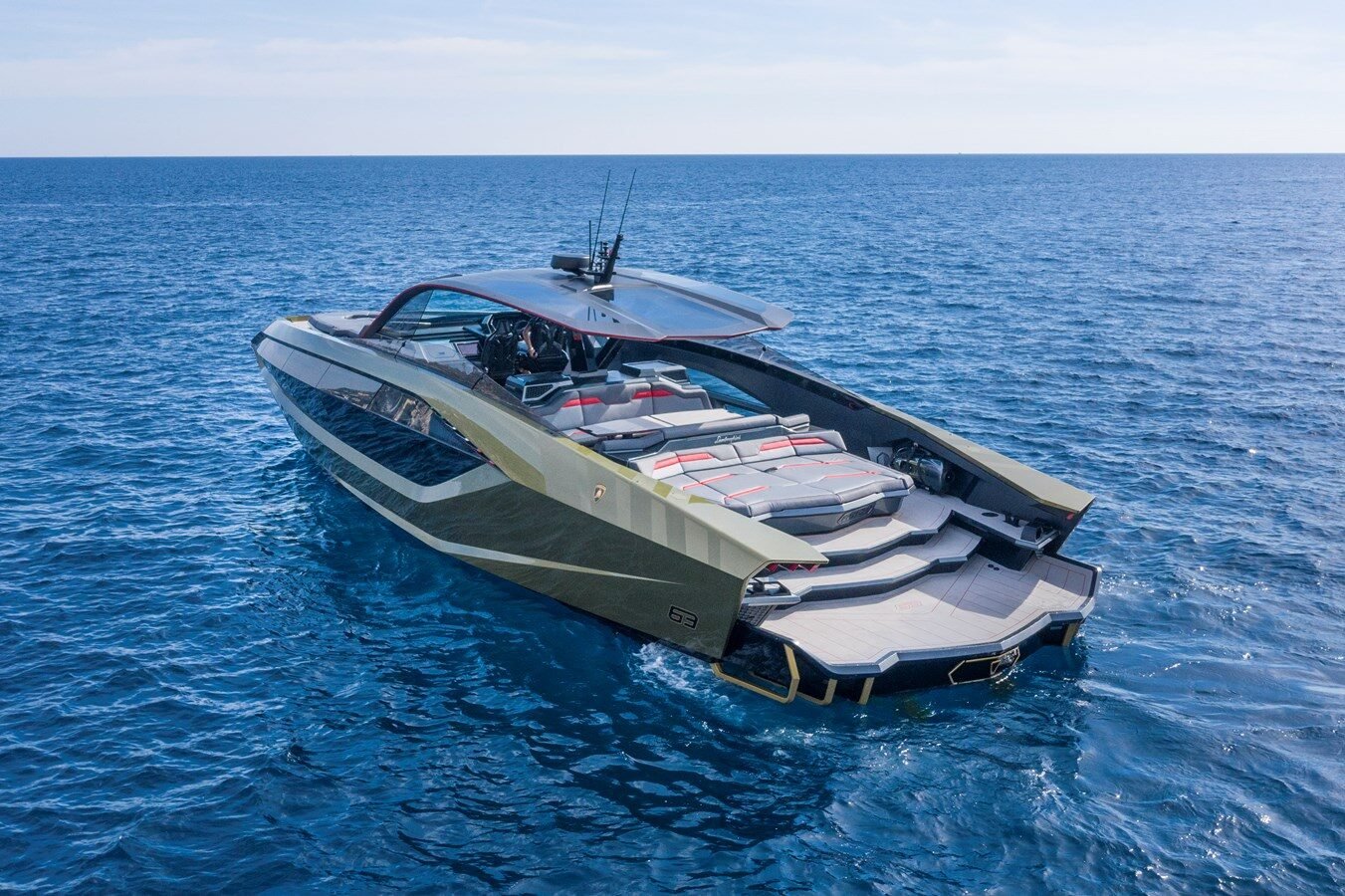 Tecnomar for Lamborghini 63 Fast One yacht with sleek design underway at speed