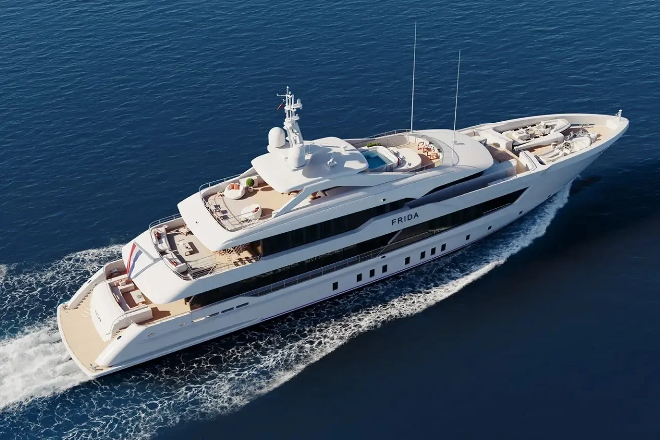Heesen FRIDA 55M yacht cruising at speed on open water