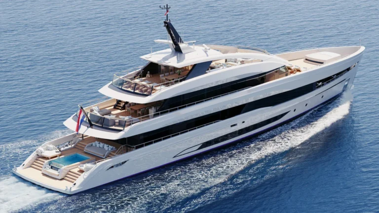 Heesen GRACE 50M superyacht cruising at speed across open blue waters