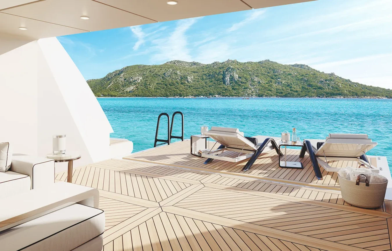 Sophia 50M Beach Lounge – Open Terrace with Scenic Ocean Views