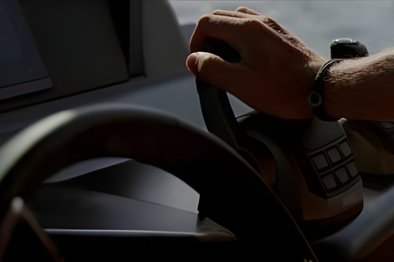 Lekker 45 yacht helm controls with joystick steering