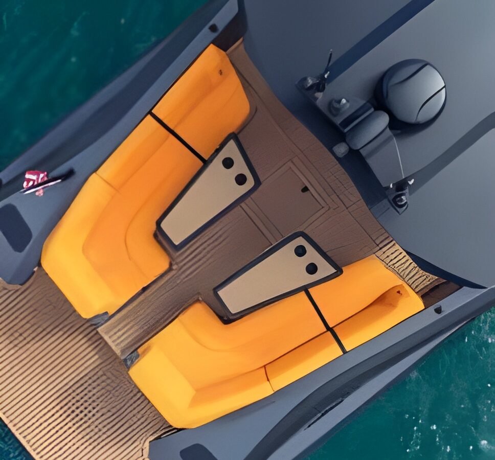 Lekker 45 yacht aft seating with teak deck layout