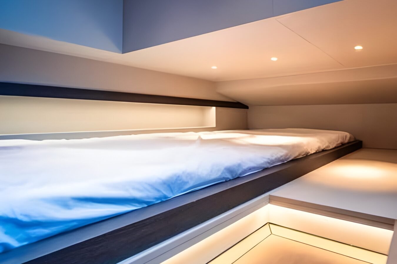 Lekker 45 yacht guest sleeping cabin with bunk berth