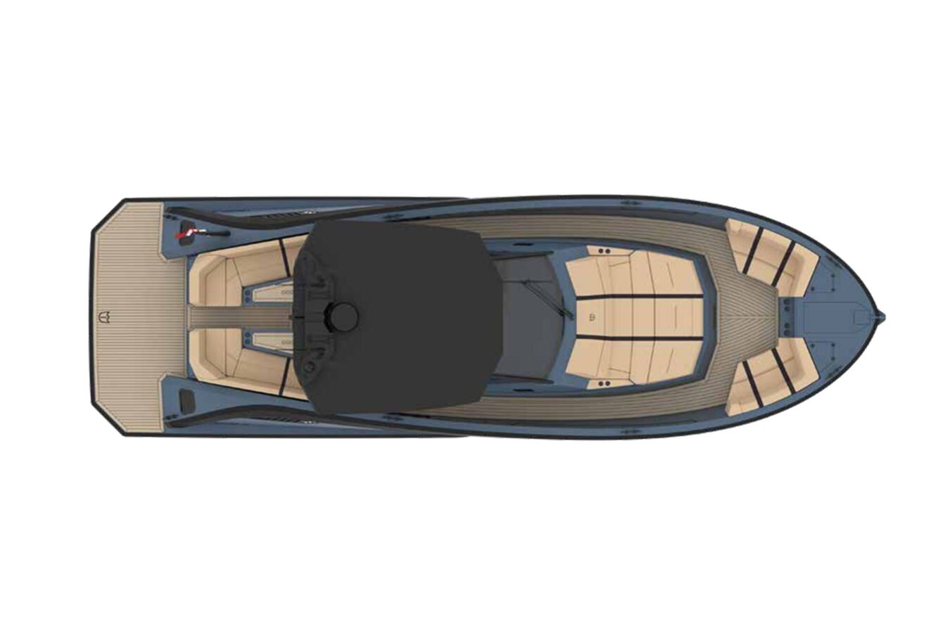 Lekker 45 yacht top view deck layout and seating plan