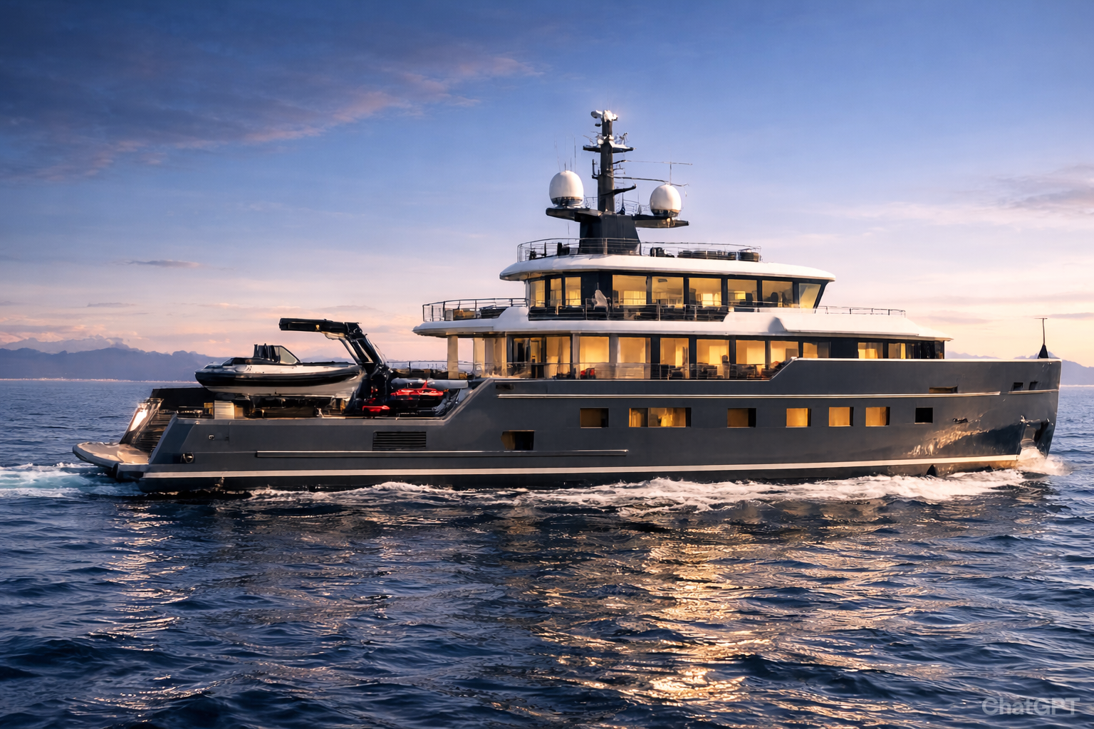 Marcus 40 EXP explorer yacht underway at sunset