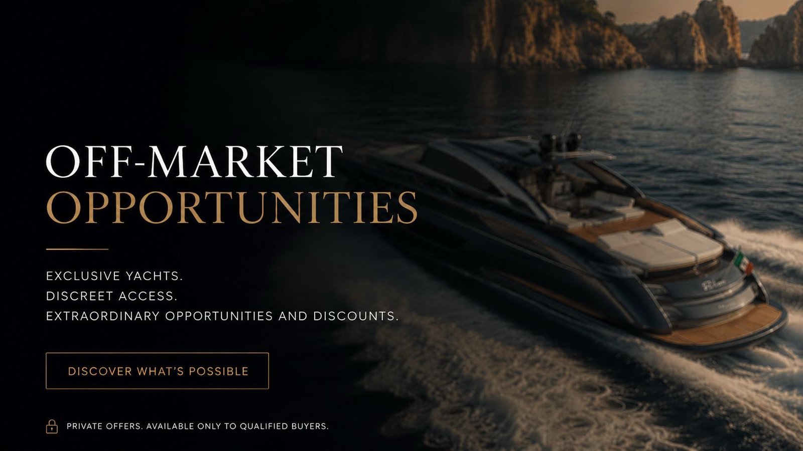 Private superyachts in a marina representing confidential off-market opportunities
